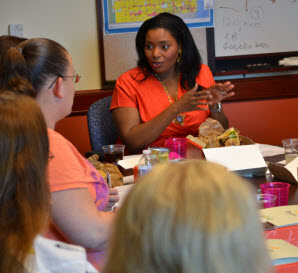Vice Mayor Barbara Sharief speaks with a group formed to find solutions to controlling the aggressive dog population in Broward County.