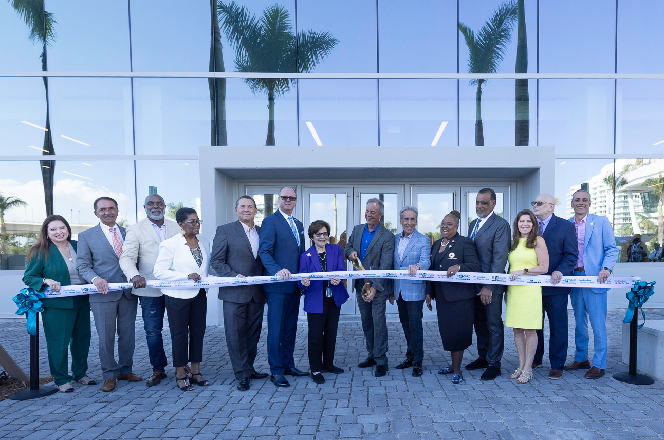 Broward County officials cut the ribbon for the grand opening of the Broward County Convention Center East Expansion.