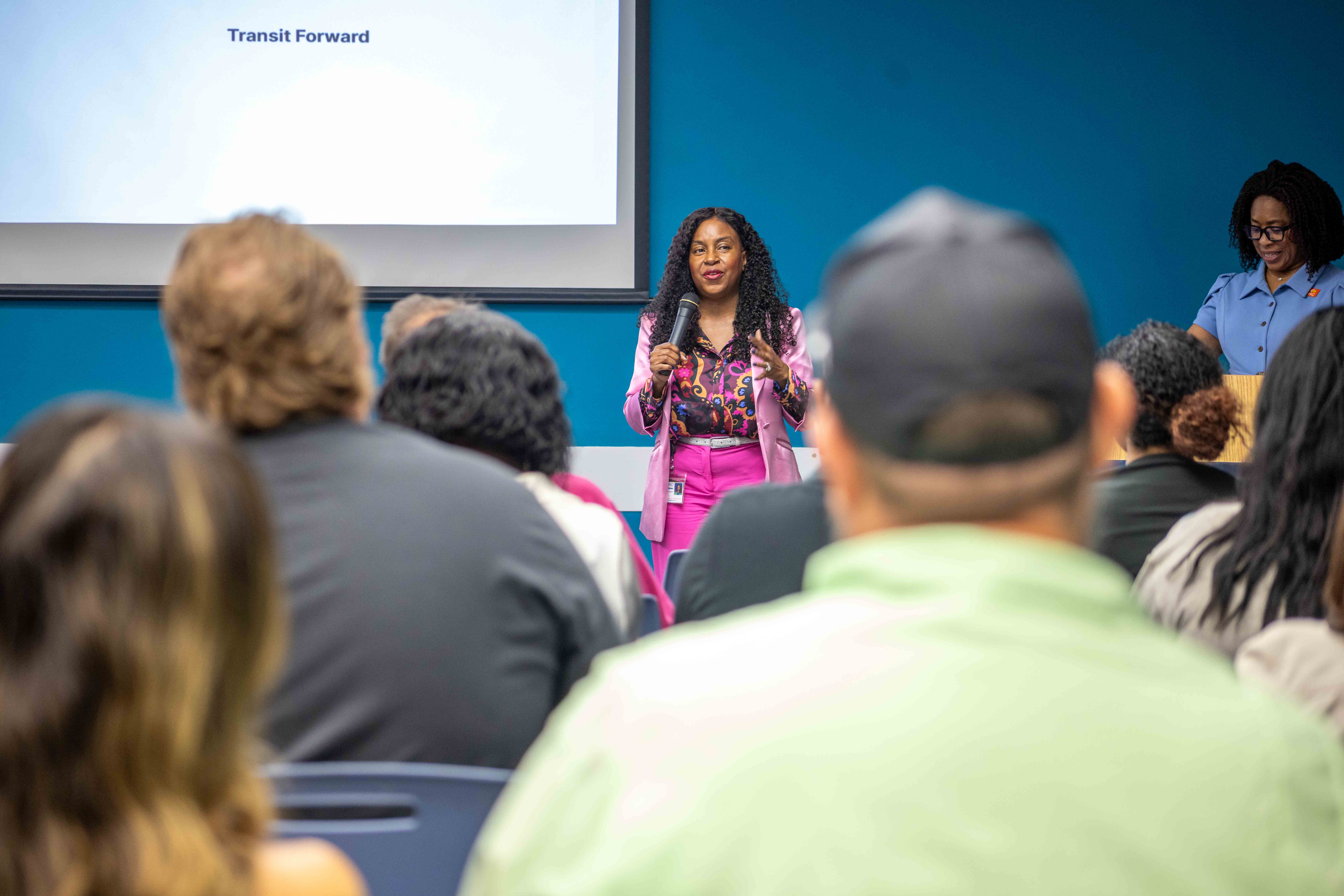 Broward County Transit General Manager/CEO Coree Cuff Lonergan opening the conversation about TransitFORWARD 2040 at District 6.