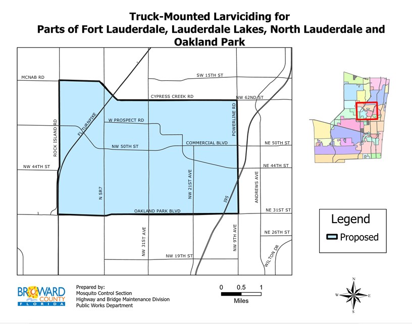 map of area to be sprayed for mosquitoes