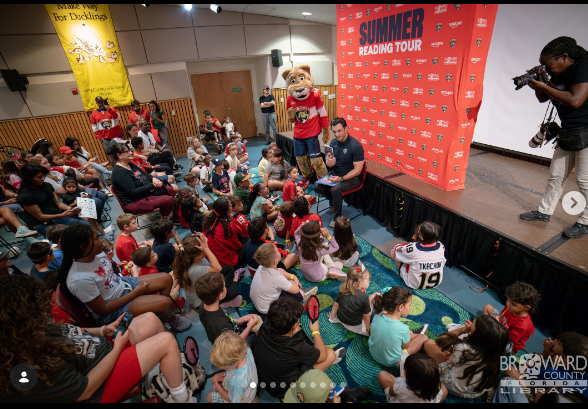 The Florida Panthers collaborate with Broward County Library for the Panthers Summer Reading Tour. 
