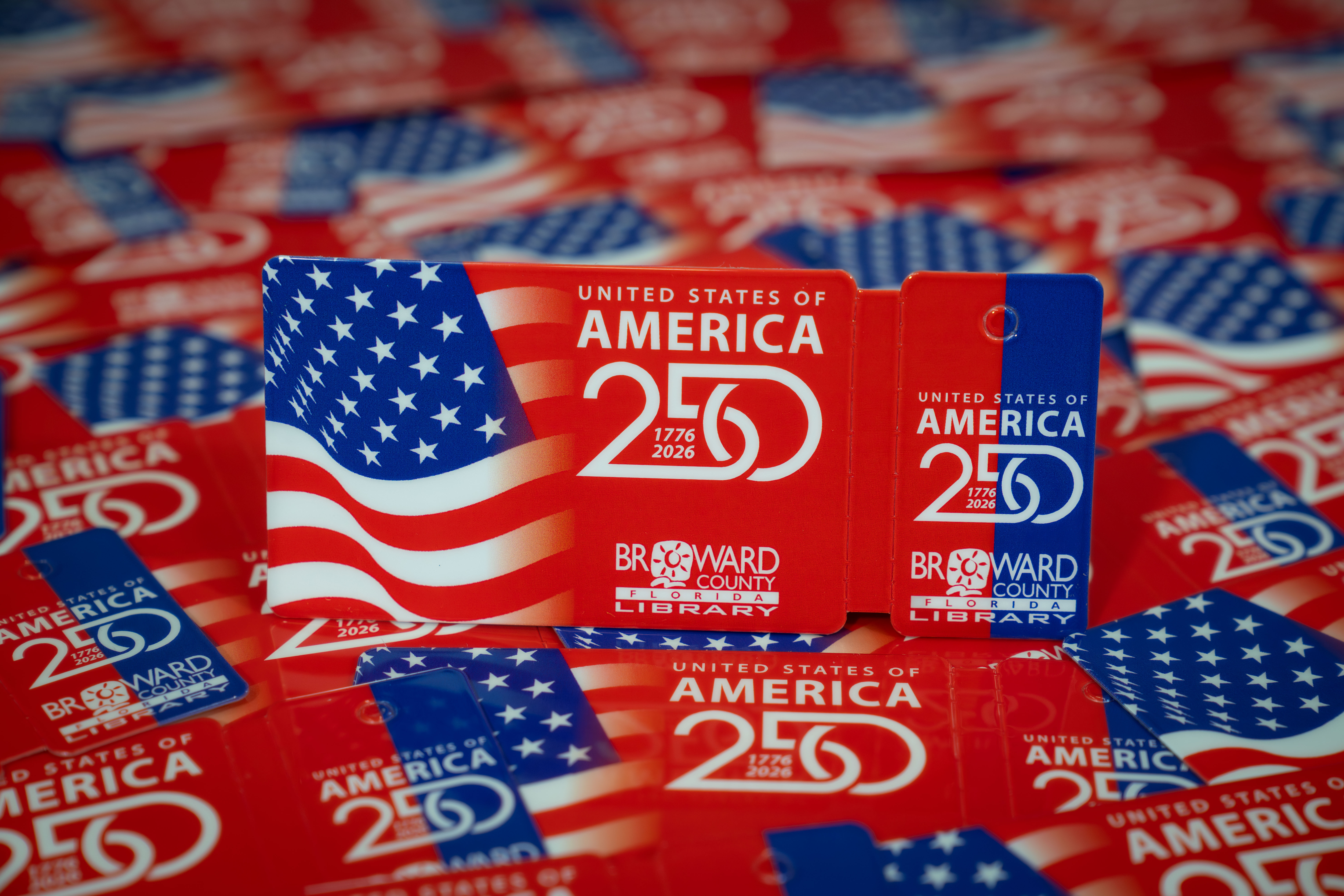 Broward County Library's new America 250 card is available for free at all library locations. 