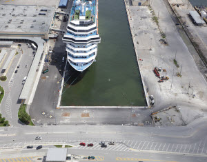 Slip 2 was extended by 225 feet to accommodate today's larger cruise ships.