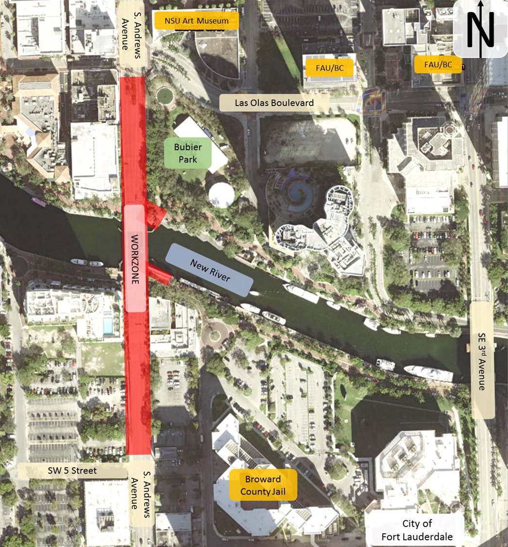 Map of Andrews Avenue Work Zone